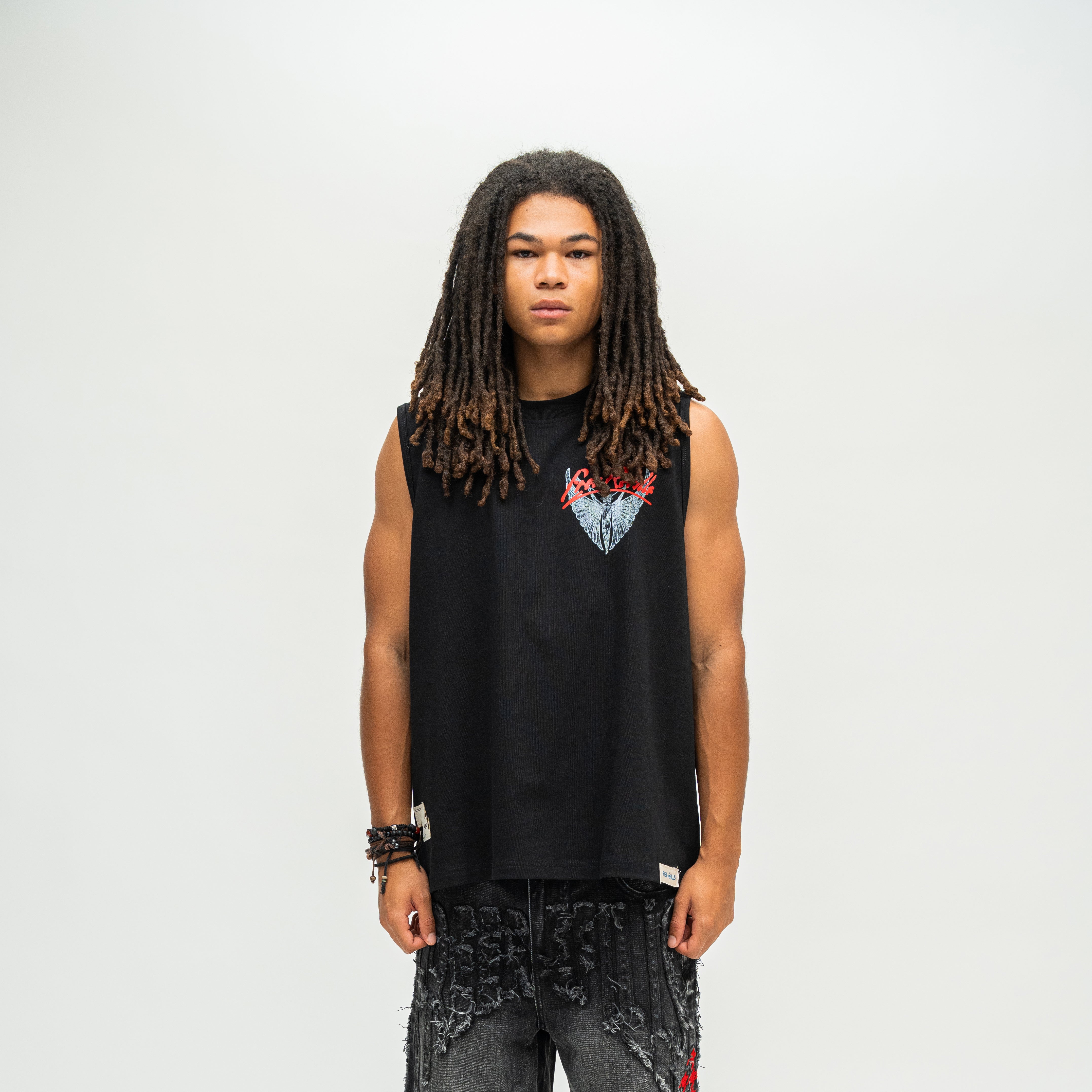 Angel Cut-Off Tee - Black
