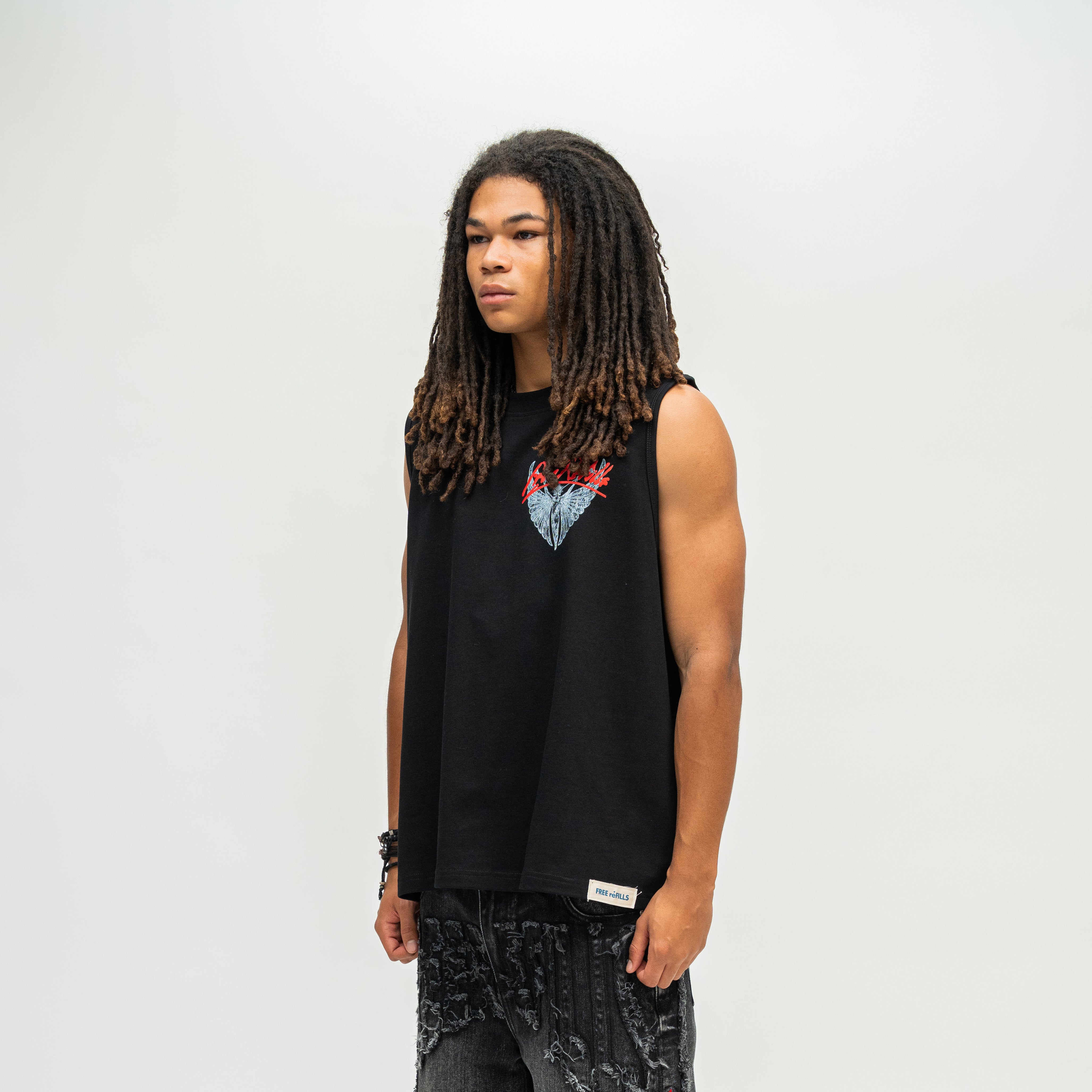Angel Cut-Off Tee - Black