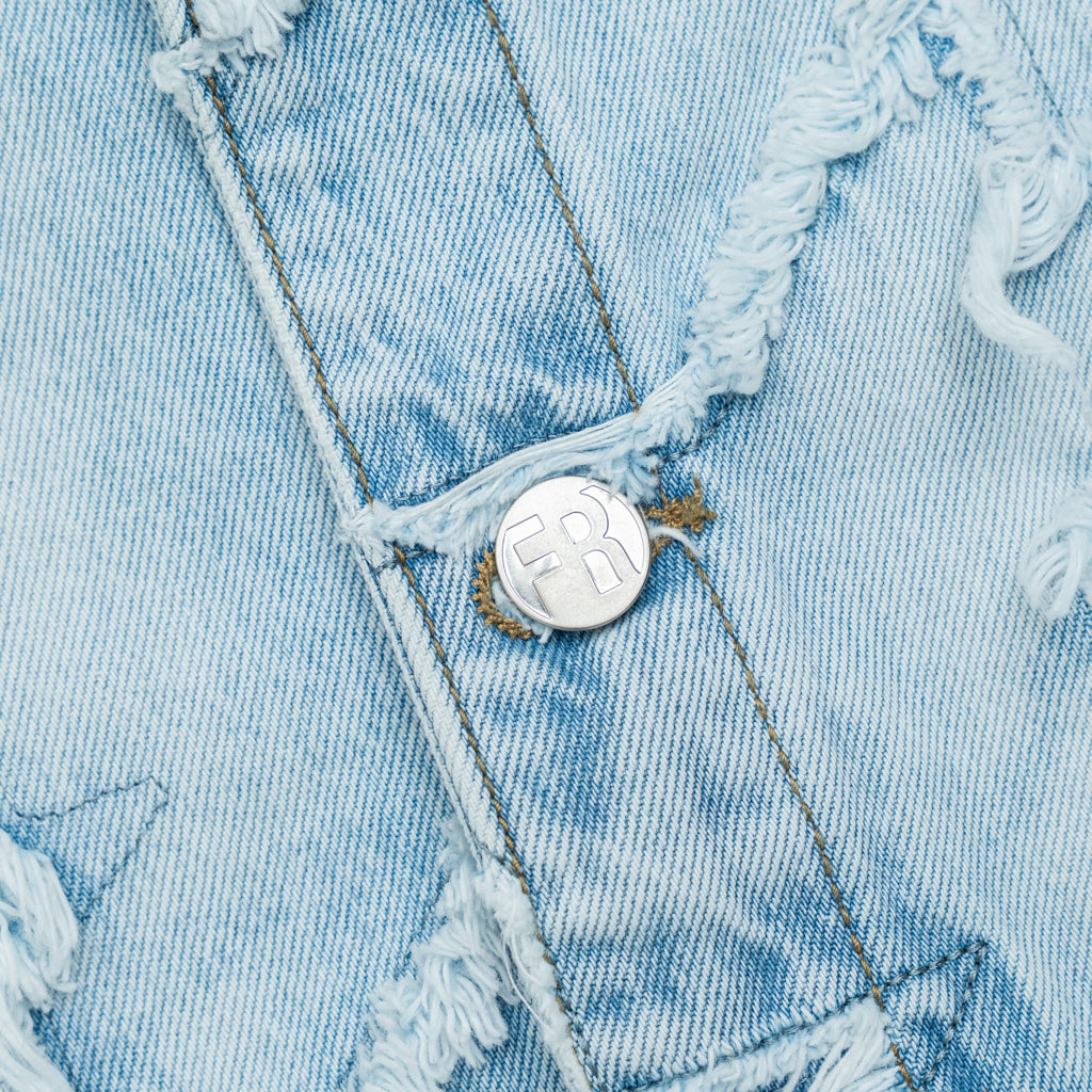 Checks Distressed Jacket - Blue