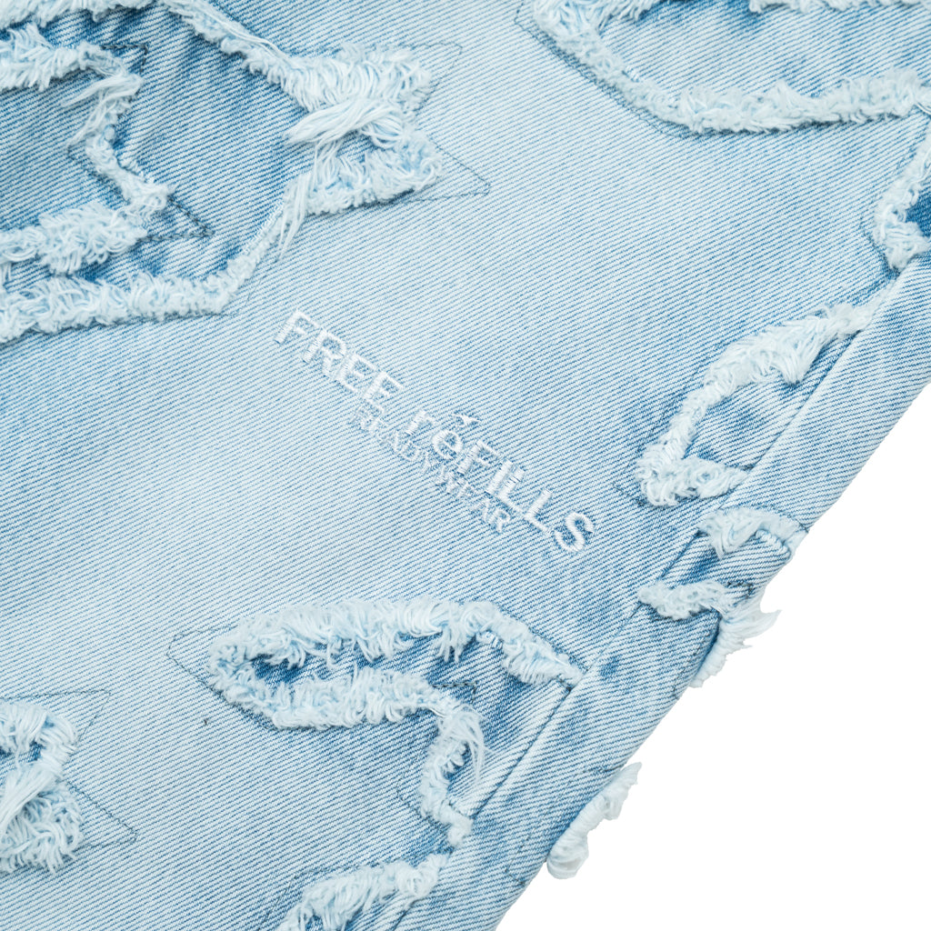 Checks Distressed Denim Pants - Blue