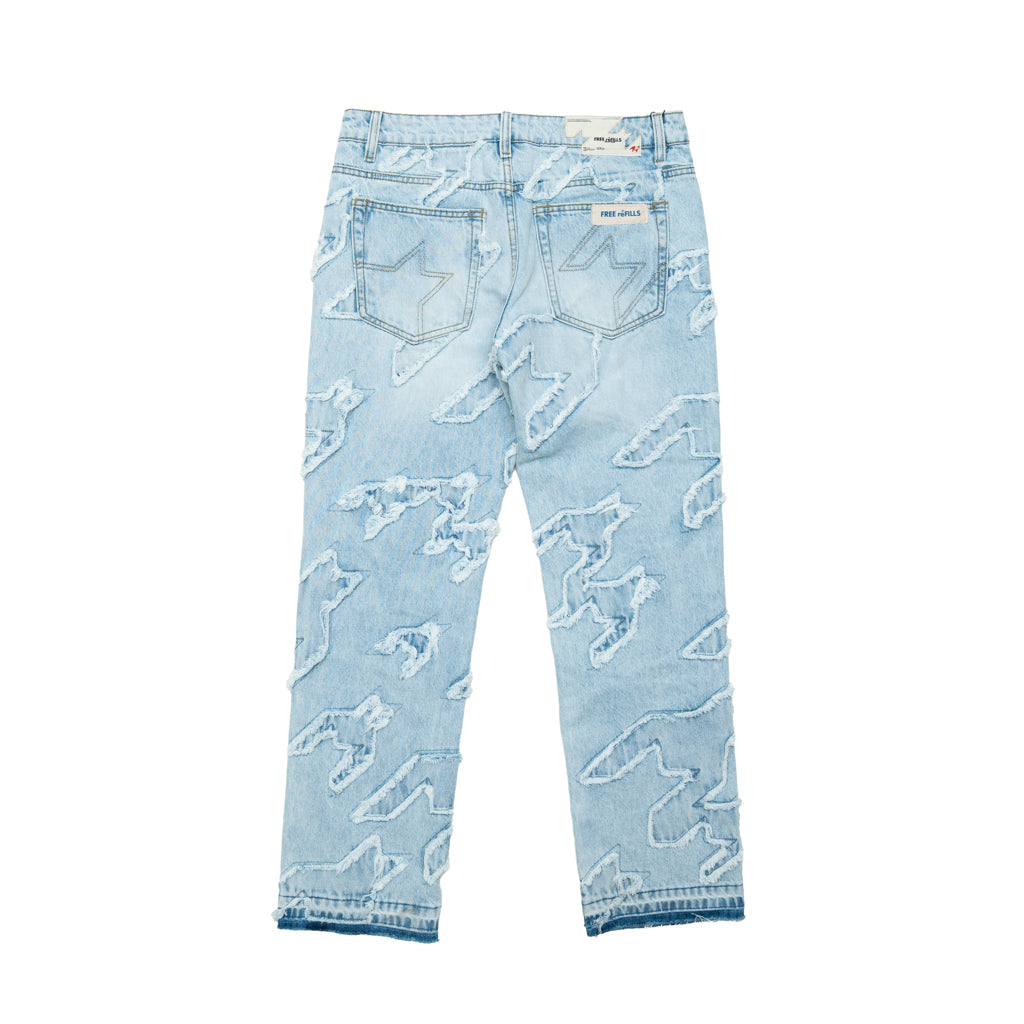Checks Distressed Denim Pants - Blue