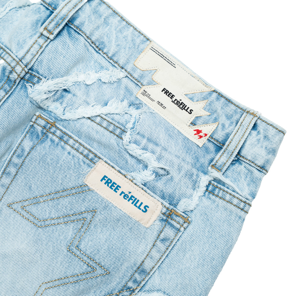 Checks Distressed Denim Pants - Blue
