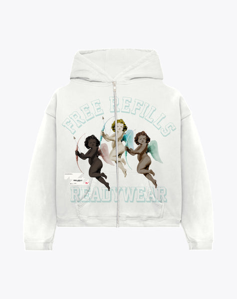 Angels Zip Up Hoodie - Off White
