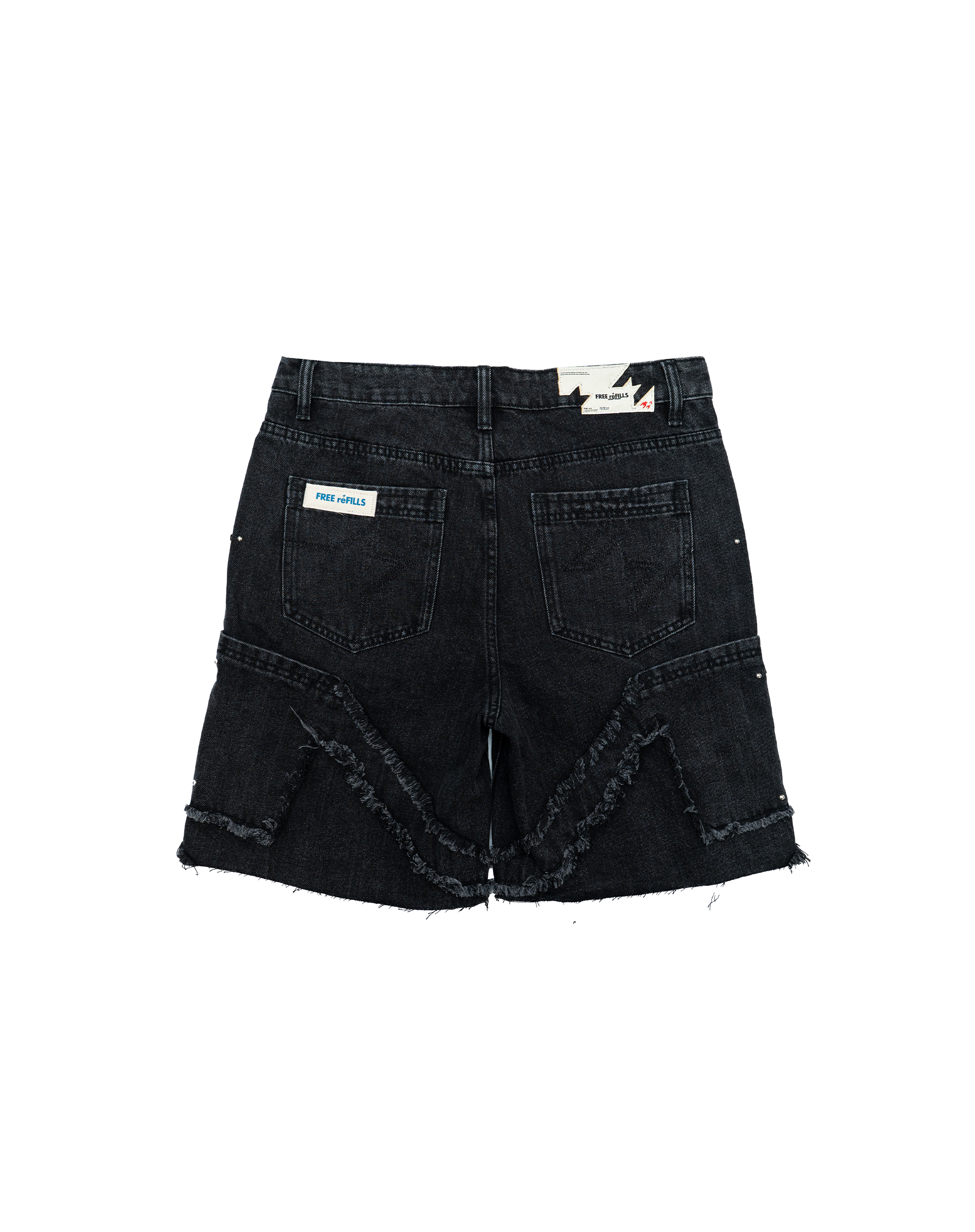 FR Studded Denim Jorts - Washed Black