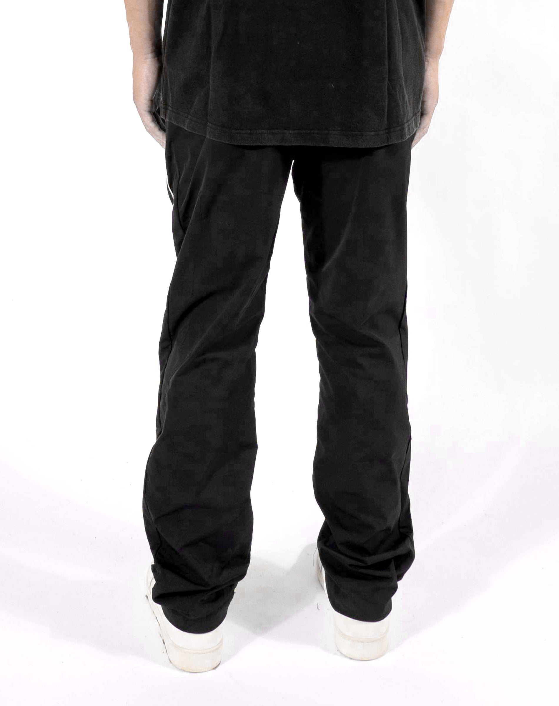 Nylon Stitched Sweatpants - Black