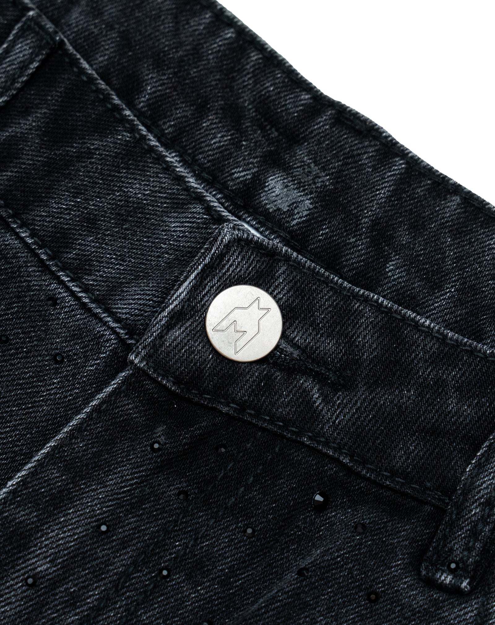 Zebra Denim Shorts - Washed Black