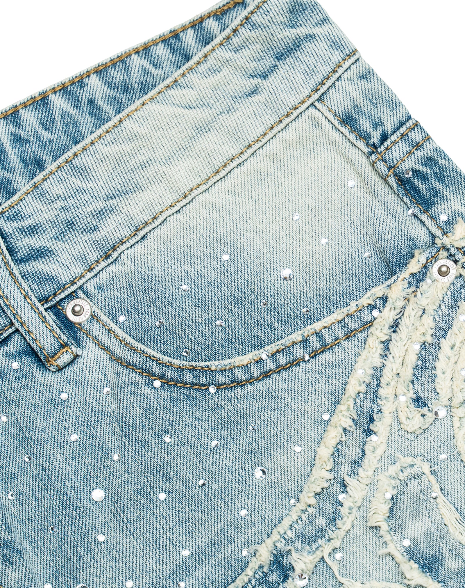 Zebra Denim Shorts - Washed Blue