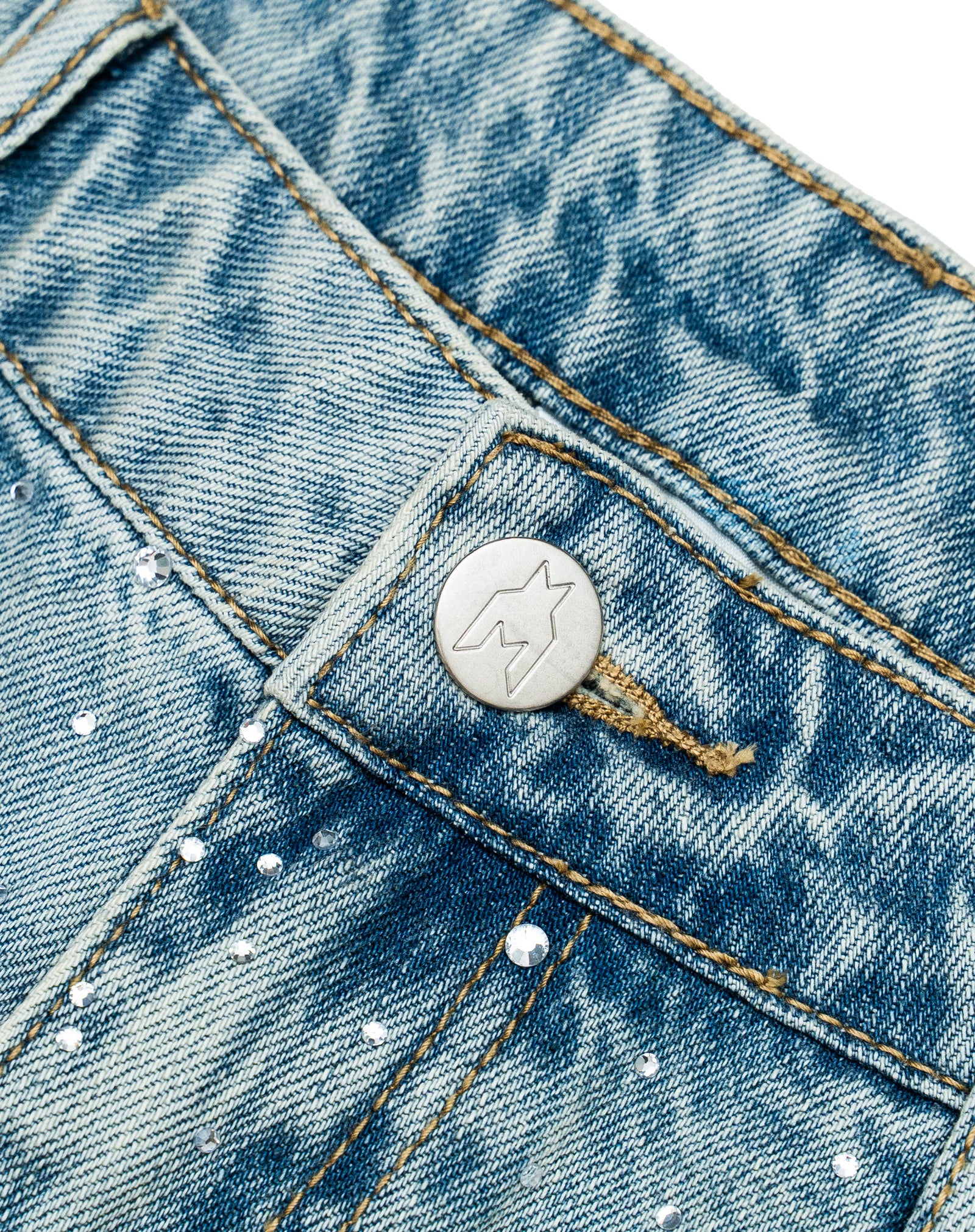 Zebra Denim Shorts - Washed Blue